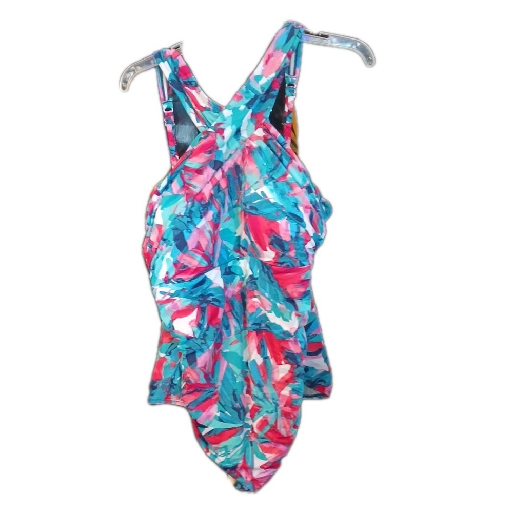 Coastal Blue One Piece Swimsuit 2X 20W 22W Abstract